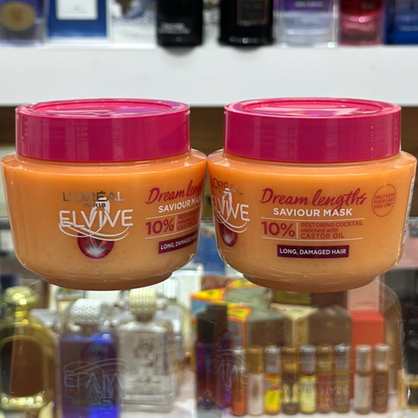 ماسک مو الویو لورال نارنجی اصل مدل دریم لانگ مخصوص موی آسیب دیده حاوی روغن کرچک 300 میل | L'Oreal Elvive Dream Lengths Saviour Mask For Damaged Hair 300ml